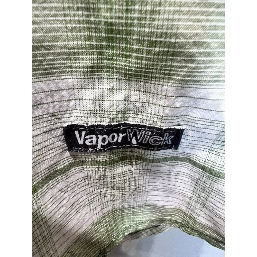 The North Face Men's L Short Sleeve‎ Shirt Green White Plaid Vented Hiking Nylon